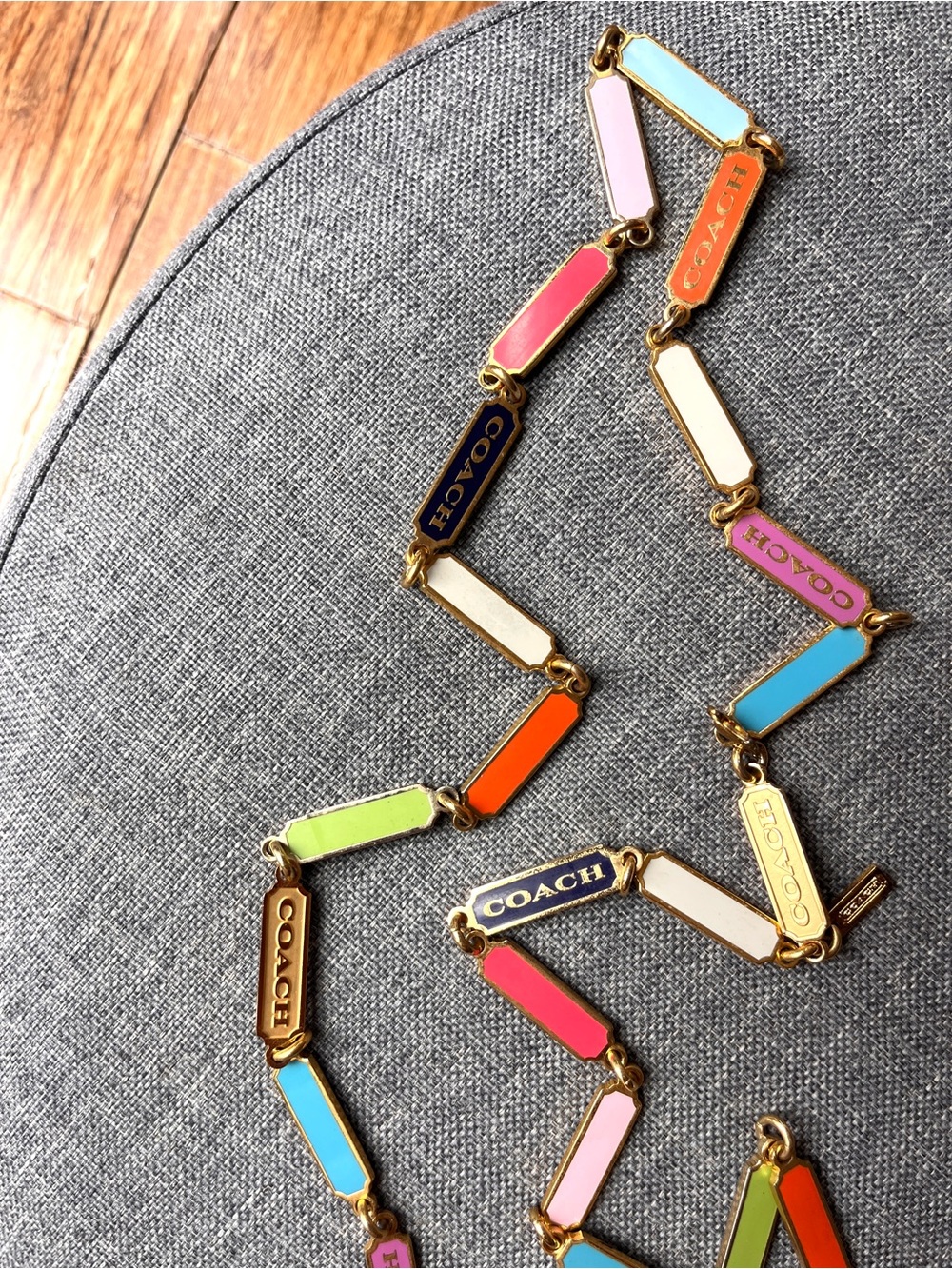 Coach Colorblock Enamel Link Necklace with Multicolor and Logo Links - Picture 3 of 10